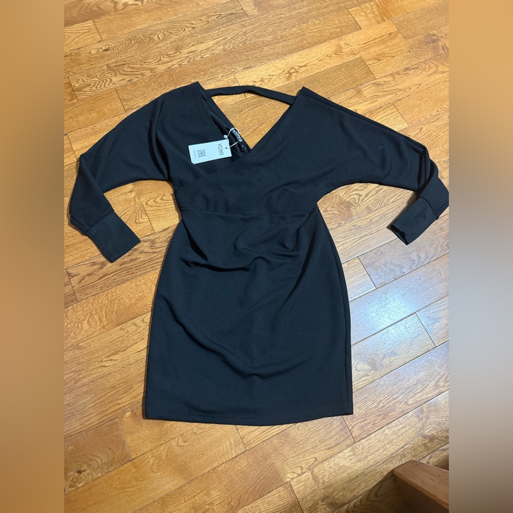 YOINS Asymmetrical Black Dress NWT